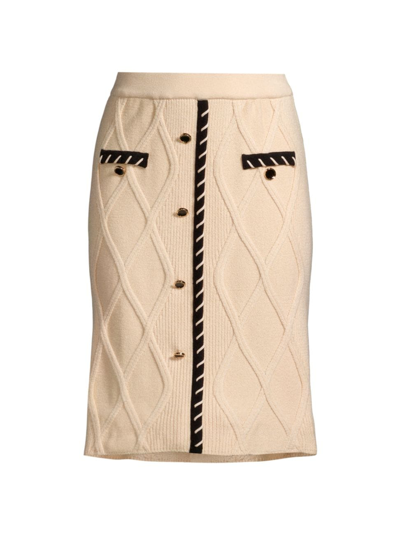 Shop Misook Women's Knit Knee-length Skirt In Biscotti Black