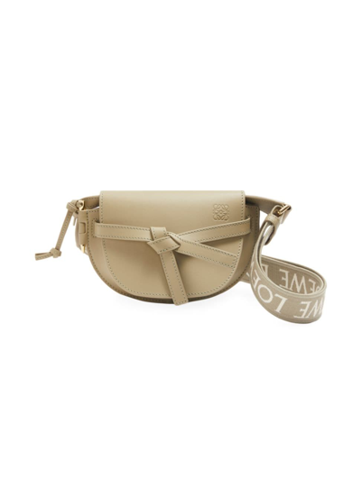 Shop Loewe Women's Mini Gate Dual Leather Shoulder Bag In Clay Green
