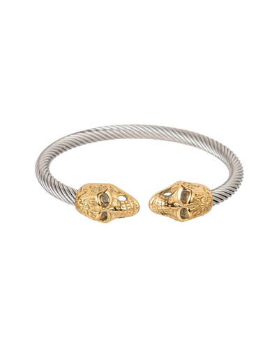 Eye Candy La Titanium Double Head Skull Bracelet