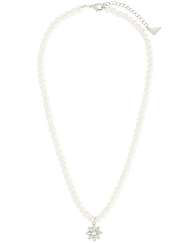 Shop Sterling Forever Rhodium Plated 1mm-6mm Pearl Cz Esti Necklace