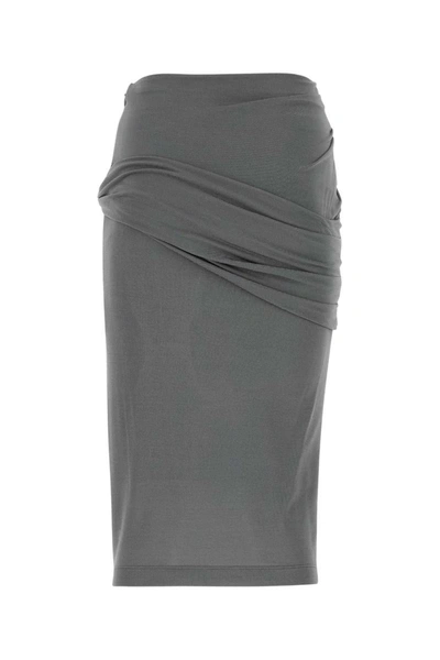 Givenchy Asymmetrical Draped Skirt With Elastic Waistband In Grey
