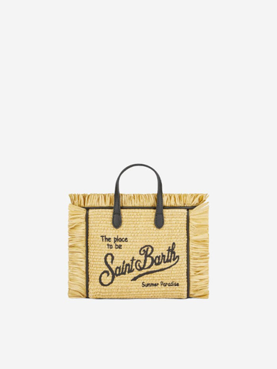 Shop Mc2 Saint Barth Mini Vanity Straw Bag With Embroidery In White
