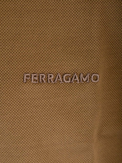Shop Ferragamo Piquet Polo Shirt In Blue