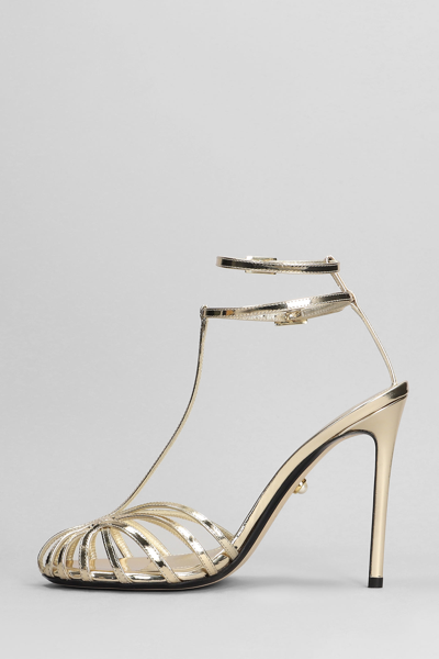 Shop Alevì Stella 110 Sandals In Gold Leather