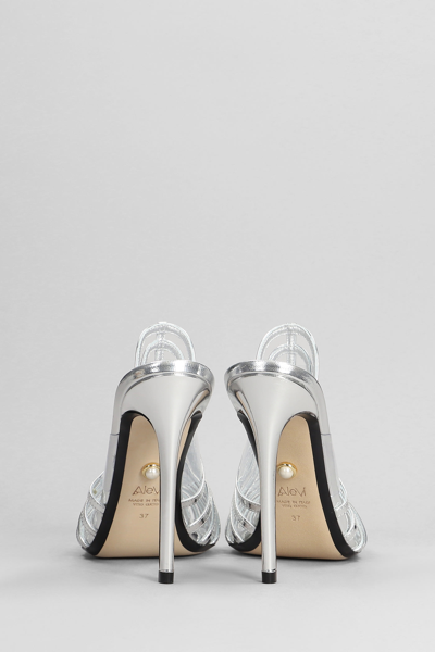 Shop Alevì Alessandra 110 Slipper-mule In Silver Leather