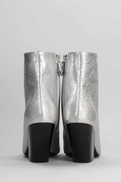 Shop Casadei Anastasia High Heels Ankle Boots In Silver Leather