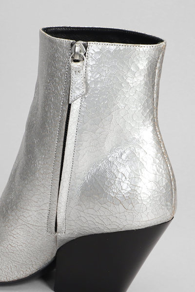 Shop Casadei Anastasia High Heels Ankle Boots In Silver Leather