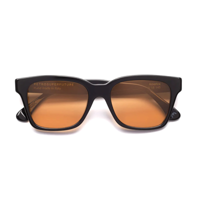 Shop Retrosuperfuture America Refined Black Sunglasses In Nero