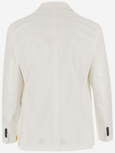 Shop Tagliatore Single-breasted Stretch Cotton Jacket In White