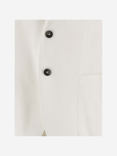 Shop Tagliatore Single-breasted Stretch Cotton Jacket In White
