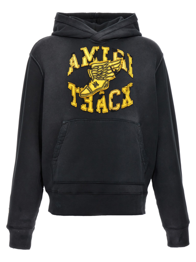 Amiri Track Patch-embellished Hoodie In Gray