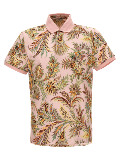 Shop Etro Floral Print Polo Shirt In Pink