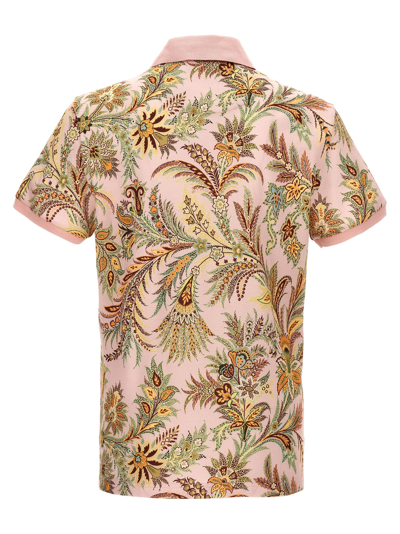 Shop Etro Floral Print Polo Shirt In Pink