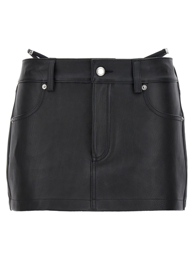 Shop Alexander Wang Thong Leather Skort In Black