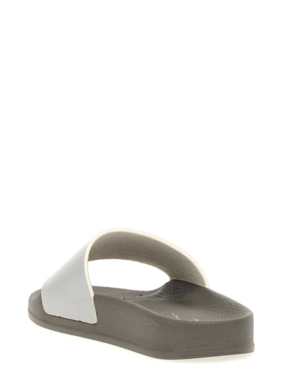 Stella Mccartney Shark-print Flat Slides In Gray