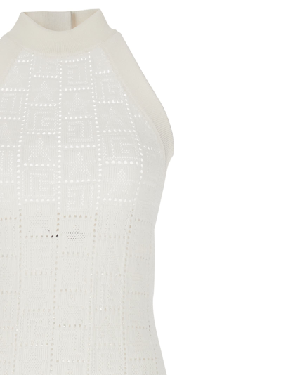 Shop Balmain Monogrammed Knit Dress In White