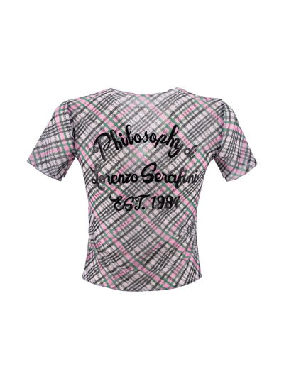Shop Philosophy Di Lorenzo Serafini T-shirt Beachwear In Tulle Check