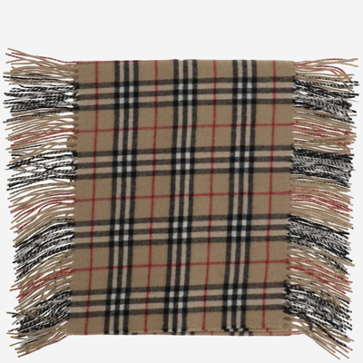 Shop Burberry Cashmere Check Scarf In Beige