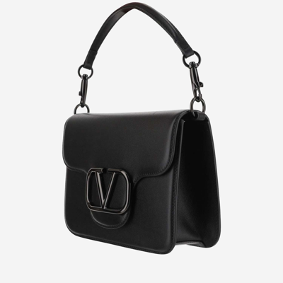 Shop Valentino Locò Calfskin Shoulder Bag In Black
