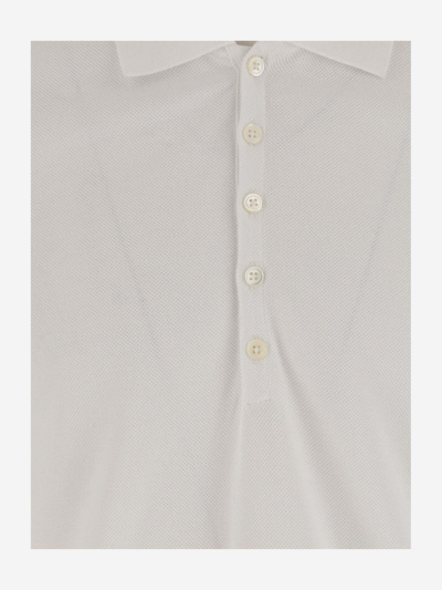 Shop Thom Browne Cotton Polo Shirt With Tricolor Pattern In White