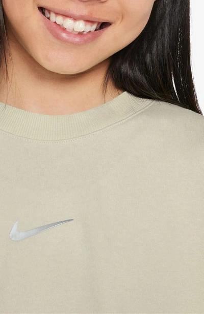 Shop Nike Kids' Dri-fit Crewneck Sweatshirt In Light Bone