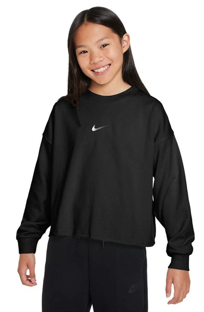 Shop Nike Kids' Dri-fit Crewneck Sweatshirt In Black