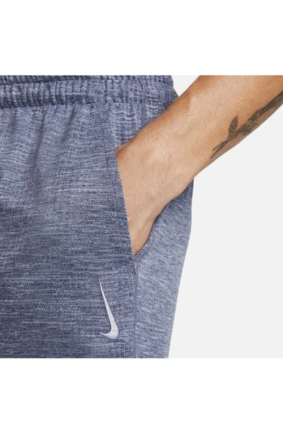 Shop Nike Yoga Dri-fit Jersey Shorts In Thunder Blue/ Heather