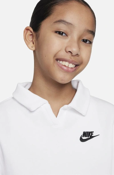 Shop Nike Kids' Sportswear Club Fleece Long Sleeve Top In White/ White/ Black
