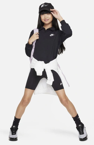 Shop Nike Kids' Sportswear Club Fleece Long Sleeve Top In Black/ Black/ White