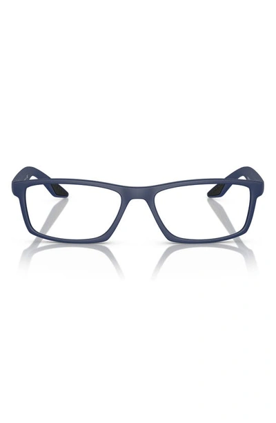 Shop Prada 56mm Rectangular Optical Glasses In Blue Rubber