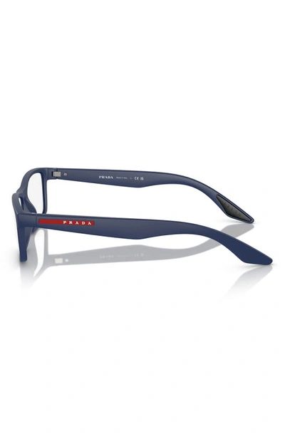 Shop Prada 56mm Rectangular Optical Glasses In Blue Rubber