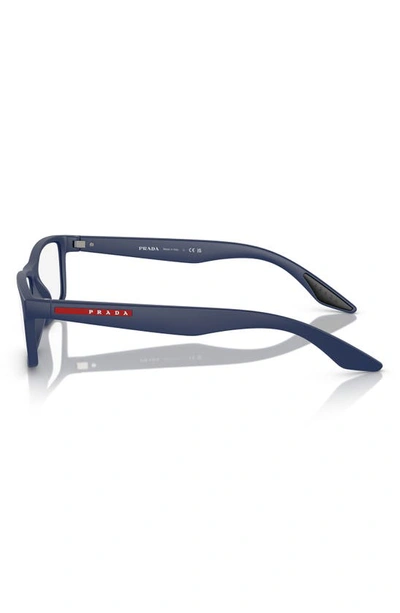 Prada 56mm Rectangular Optical Glasses In Blue Rubber
