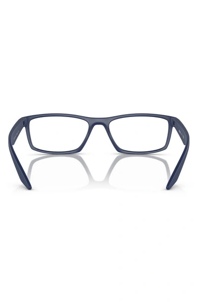 Prada 56mm Rectangular Optical Glasses In Blue Rubber