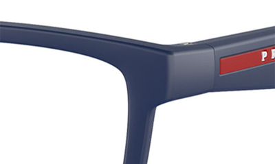 Prada 56mm Rectangular Optical Glasses In Blue Rubber