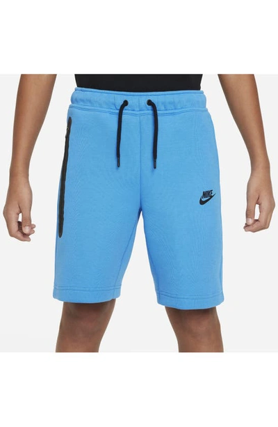 Shop Nike Sportswear Tech Fleece Shorts In Light Photo Blue/ Black