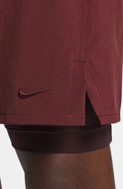 Shop Nike Dri-fit Unlimited 2-in-1 Versatile Shorts In Dark Team Red/ Burgundy Crush