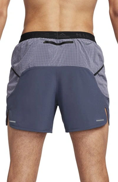 Shop Nike Second Sunrise 5-inch Brief Lined Trail Running Shorts In Thunder Blue/ Carbon/ Black