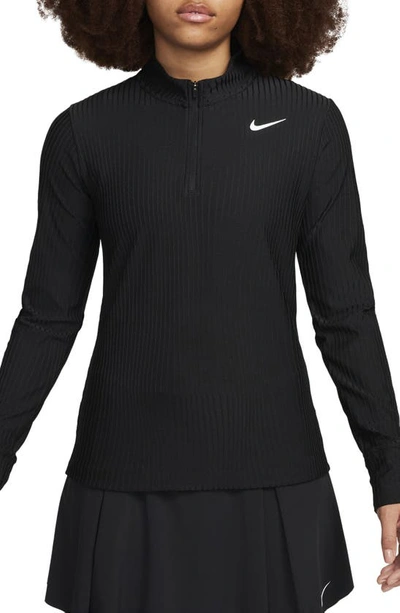 Shop Nike Tour Dri-fit Adv Half Zip Golf Top In Black/ White