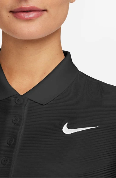 Shop Nike Victory Dri-fit Ottoman Knit Golf Polo In Black/ White