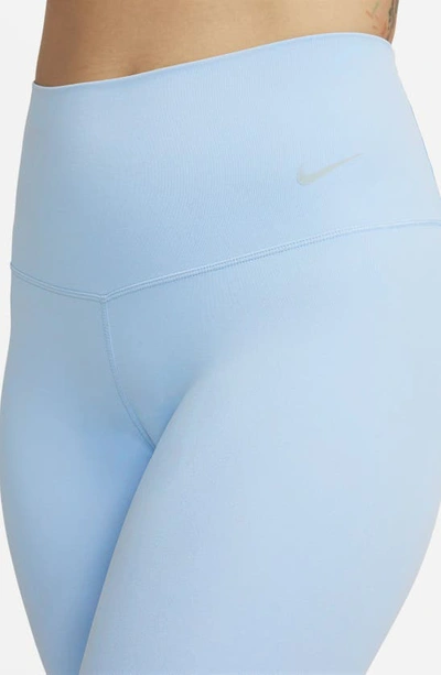 Shop Nike Zenvy Dri-fit High Waist Leggings In Light Armory Blue/black
