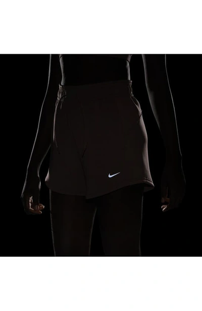 Shop Nike Prima Dri-fit High Waist Shorts In Smokey Mauve/black