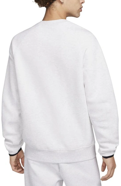 Shop Nike Tech Fleece Crewneck Sweatshirt In Birch Heather/ Black