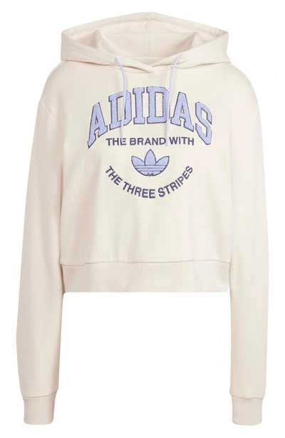 Adidas Originals Vrct Lifestyle Cotton Graphic Hoodie In Wonder White