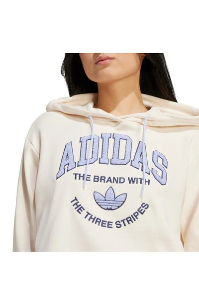 Shop Adidas Originals Vrct Lifestyle Cotton Graphic Hoodie In Wonder White