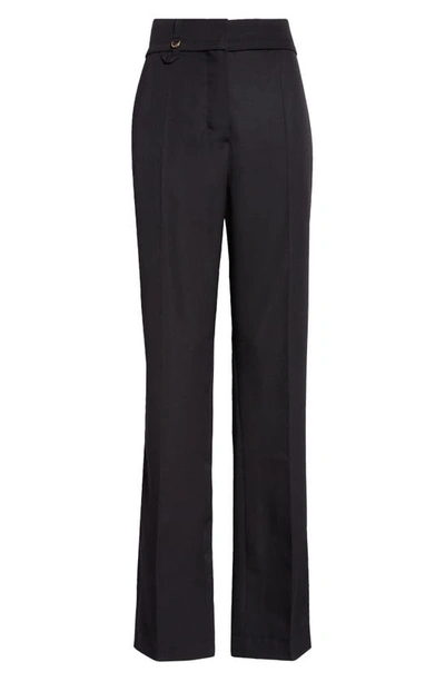 Shop Jacquemus Le Pantalon Tibau Split Hem Wool Pants In Black