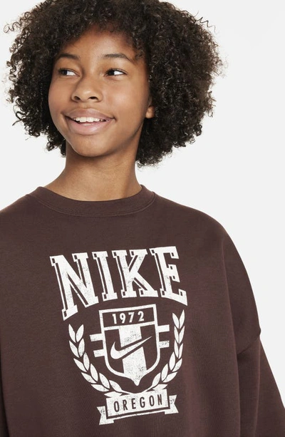 Shop Nike Kids' Sportswear Fleece Crewneck Sweatshirt In Earth