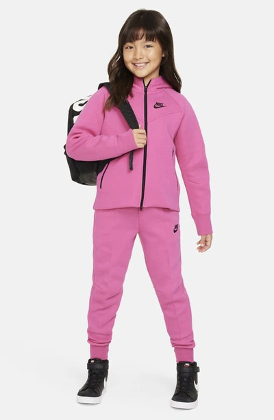 Shop Nike Kids' Tech Fleece Full Zip Hoodie In Alchemy Pink/ Black/ Black