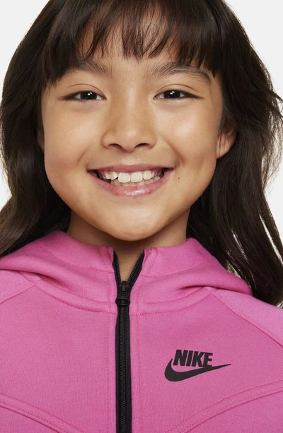 Shop Nike Kids' Tech Fleece Full Zip Hoodie In Alchemy Pink/ Black/ Black