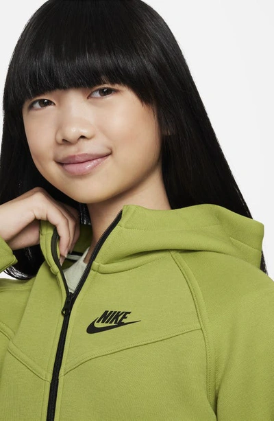 Shop Nike Kids' Tech Fleece Full Zip Hoodie In Pear/ Black/ Black
