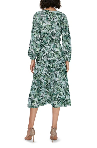 Shop Diane Von Furstenberg Leo Reversible Long Sleeve Wrap Dress In Bamboo Green/ Pollen Green